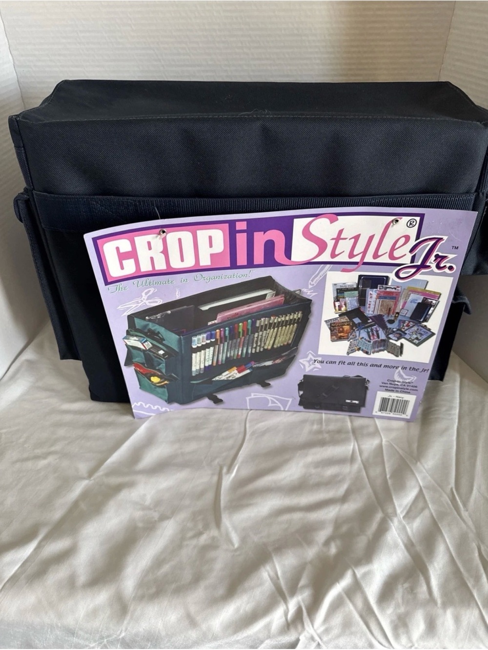 CROP IN STYLE JR. Black SCRAPBOOKING CASE ORGANIZER SHOULDER STRAP TOTE BAG